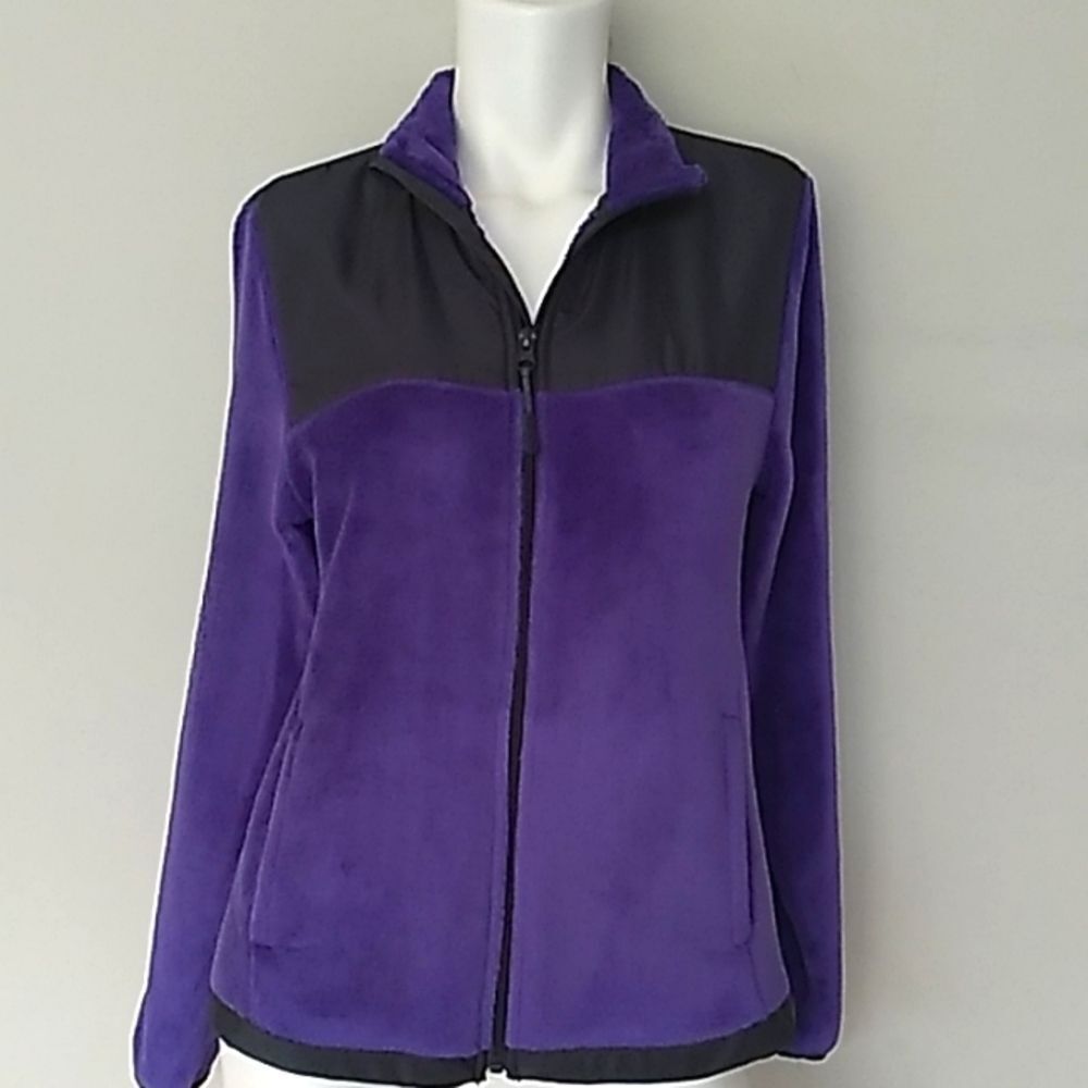 Danskin Purple/Black Fleece Zip Up Jacket. Sz S/CH